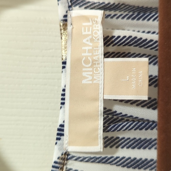 Michael Michael Kors Women's Long Sleeve Floral/Stripe Semi-Sheer Blouse Sz Lg - Picture 2 of 6